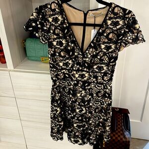Alice + Olivia Black & Beige Lace Romper Size 2